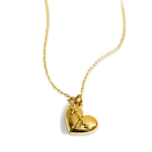 Matching Heart + Arrow Locket and Bracelet Gift Set - Gold